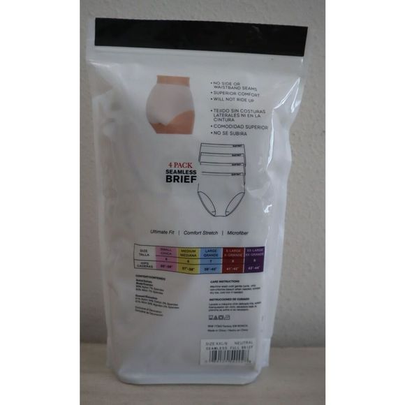 Ellen Tracy Essentials Women's Sz 9/2XL Neutral 4-Pack Seamless Brief Panties - Picture 2 of 3